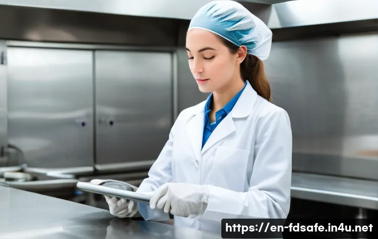 식품위생사 연봉 협상 전략 - **Prompt:** A highly professional female food hygiene officer, dressed in a pristine white lab coat ...