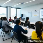 식품위생사 자격증 유지 조건 - A professional food safety training session in a modern classroom setting, featuring diverse adult s...