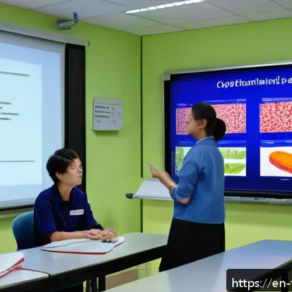 식품위생사 시험 준비를 위한 스터디 팁 - A detailed educational scene showing a professional food safety instructor in a modern classroom env...